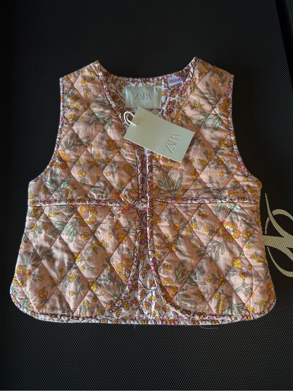 Zara Quilted Floral Baby Vest - Pink, Yellow & Green